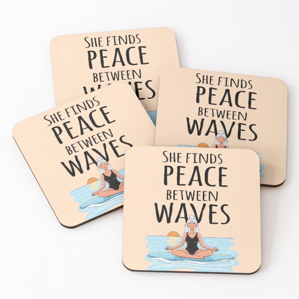 Item preview, She Finds Peace Between Waves – Zen Surf Girl Illustration designed and sold by Sea Gem.