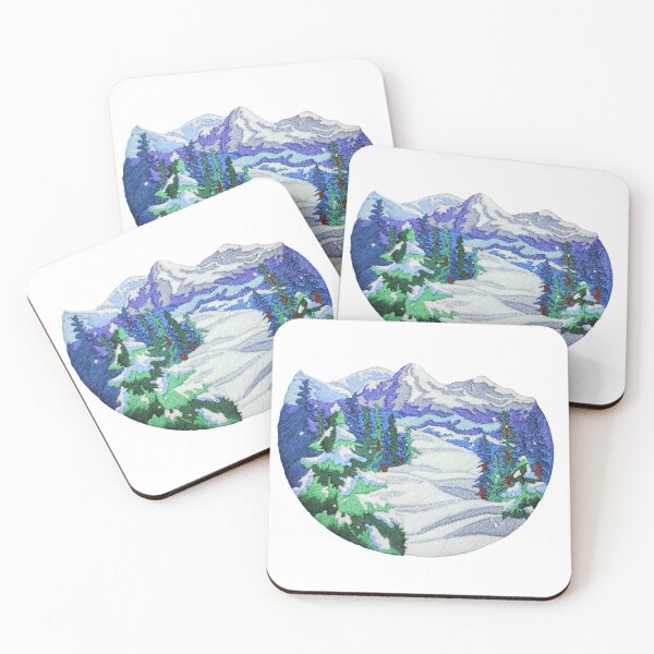 Item preview, Winter Mountain Landscape | Embroidery inspired art designed and sold by EGurrola.