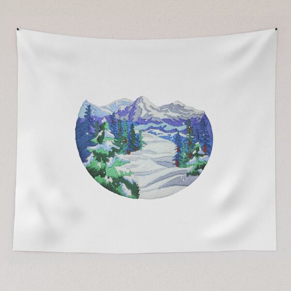 Item preview, Winter Mountain Landscape | Embroidery inspired art designed and sold by EGurrola.