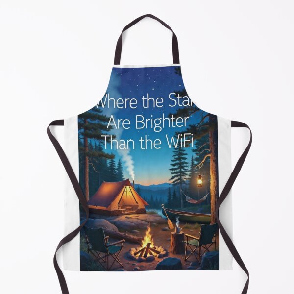 Item preview, Where the Stars Are Brighter Than the WiFi Camping T-Shirt | Cozy Campfire Lake Hammock Pun Tee designed and sold by Falconwolf.