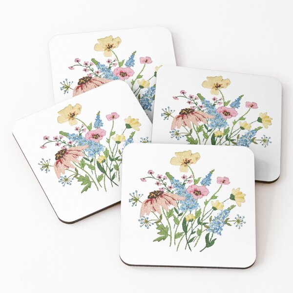 Item preview, Spring Flowers Wild Garden – Framed Embroidery-Inspired Botanical Print designed and sold by EGurrola.