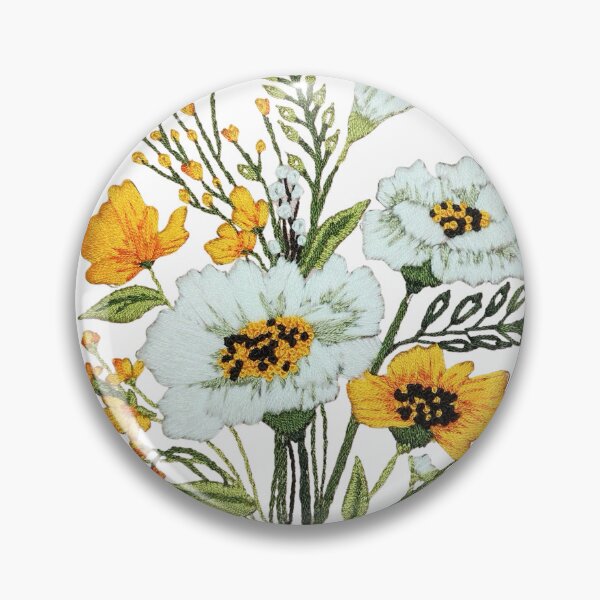 Item preview, Sun-Kissed Blooms – Framed Embroidery Art Print designed and sold by EGurrola.