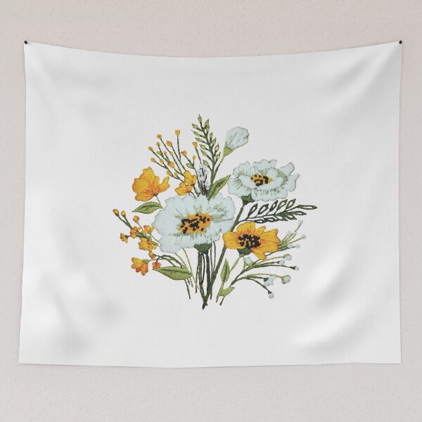 Item preview, Sun-Kissed Blooms – Framed Embroidery Art Print designed and sold by EGurrola.