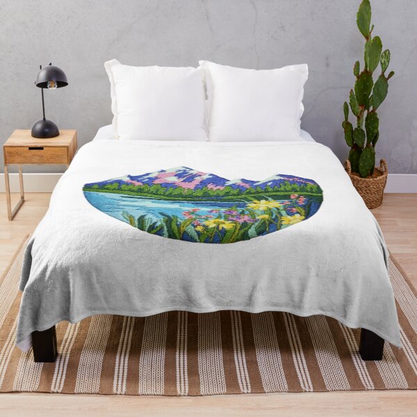 Item preview, Wild Peaks & Blooms – Embroidery Landscape Print designed and sold by EGurrola.