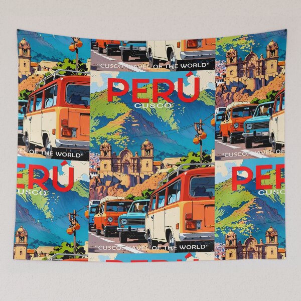 Item preview, Travel and hiking in CUSCO, PERU. Sticker and poster with vintage 80s anime design. designed and sold by UrbanTRIP.