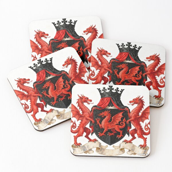 Item preview, Red Dragon Coat of Arms - Epic Fantasy Heraldic Design designed and sold by Hipatye26.