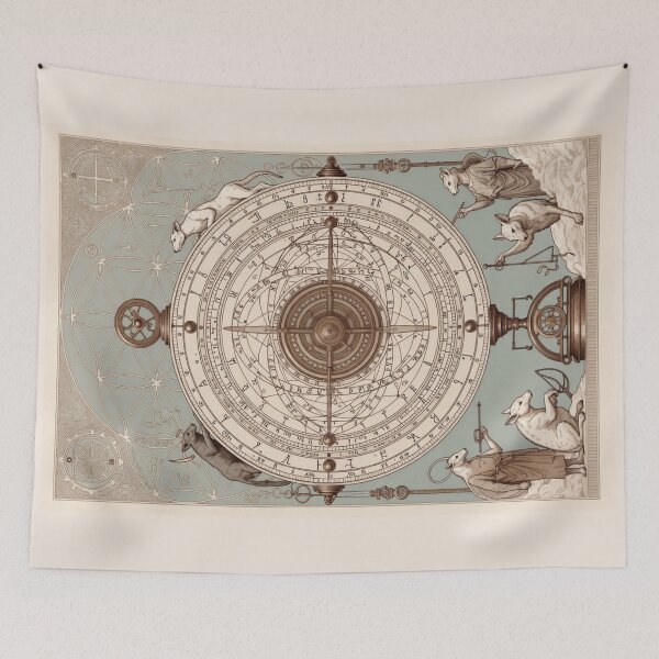 Aperçu de l'œuvre Tapisserie et jeté Astrolabe créée et vendue par Mkicrattzzi.