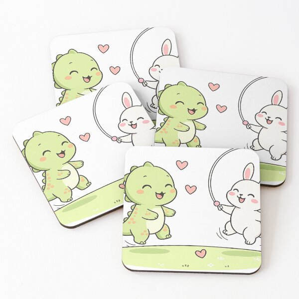 Item preview, Cute Dinosaur and Bunny Jump Rope – Kawaii Animal Friendship Cartoon designed and sold by MeeraArts&Crafts.