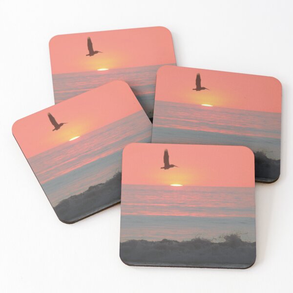 Item preview, Fly over pinky sunset beach designed and sold by "sensesillusion" - Nature Images Art Prints .