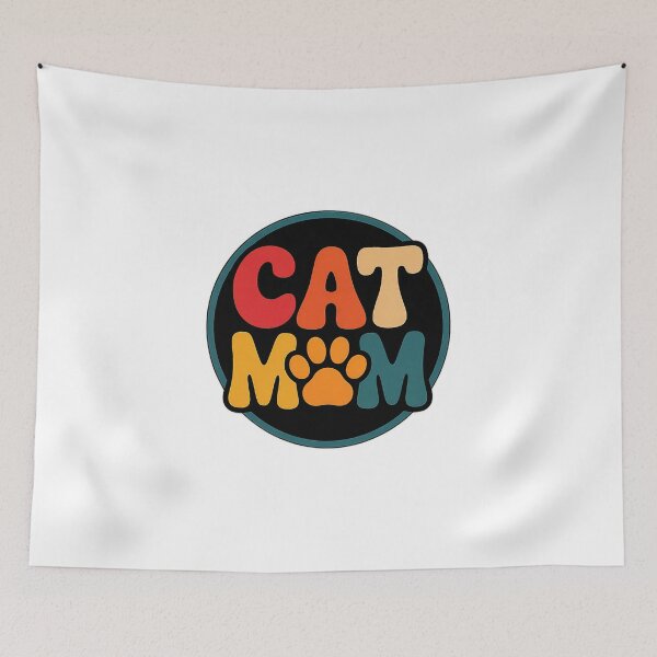 Item preview, Quirky Cat Mom Gift - Retro Badge Style designed and sold by EverydayThreadz.