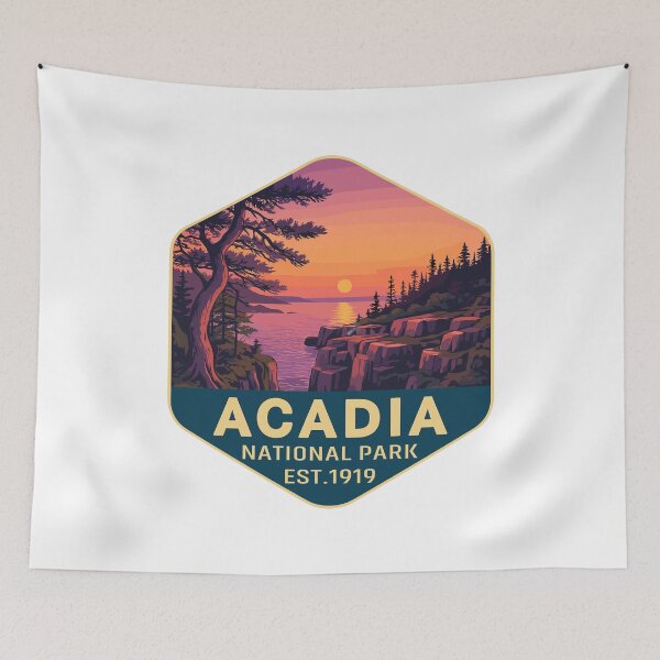 Item preview, Acadia National Park Maine US Retro Badge designed and sold by Ismeal Von.