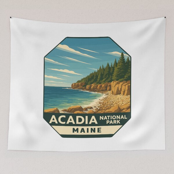 Item preview, Acadia National Park Maine US Retro Badge designed and sold by Ismeal Von.