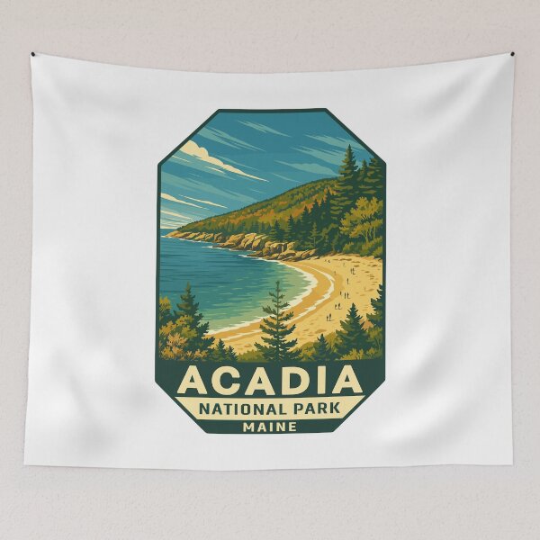 Item preview, Acadia National Park Maine US Retro Badge designed and sold by Ismeal Von.