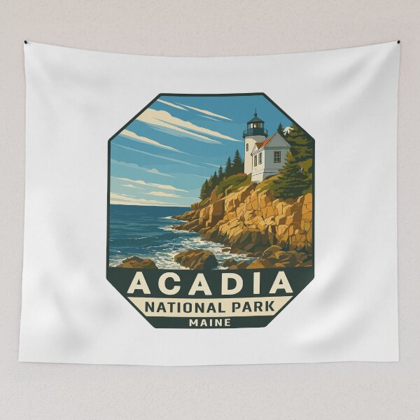 Item preview, Acadia National Park Maine US Retro Badge designed and sold by Ismeal Von.