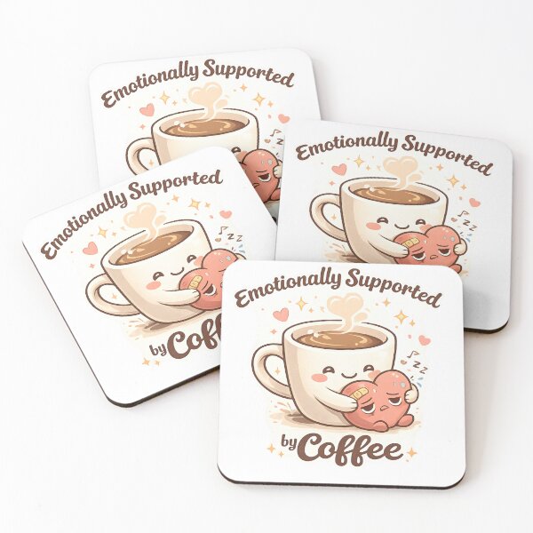 Item preview, Emotionally Supported by Coffee Cute Kawaii Design – Funny Coffee Lover Gift, Mental Health Humor Shirt, Cozy Cafe Aesthetic Art designed and sold by Glow Wind ⭐⭐⭐⭐⭐.