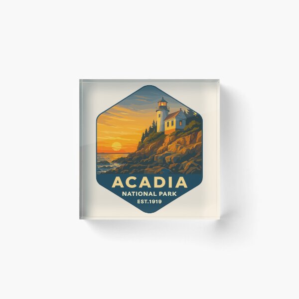 Item preview, Acadia National Park Maine US Retro Badge designed and sold by Gideon Emmerich.