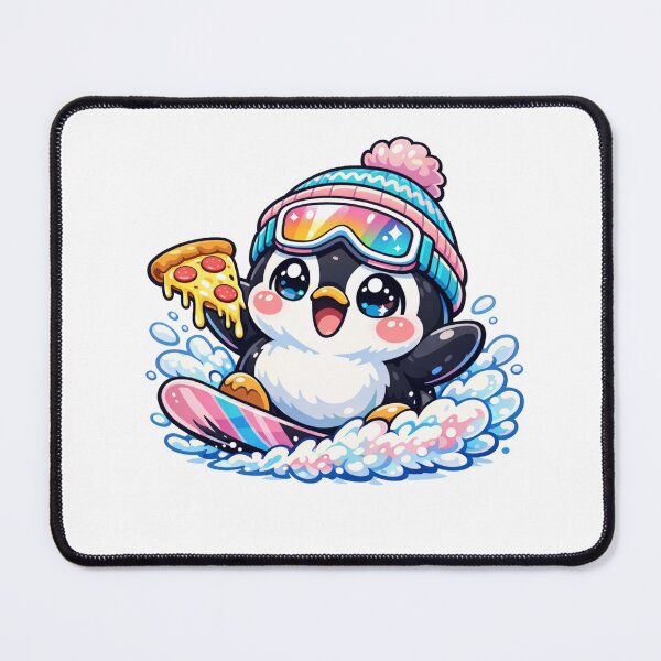 Item preview, Cute snowboarding penguin eating pizza designed and sold by trendie-tees.