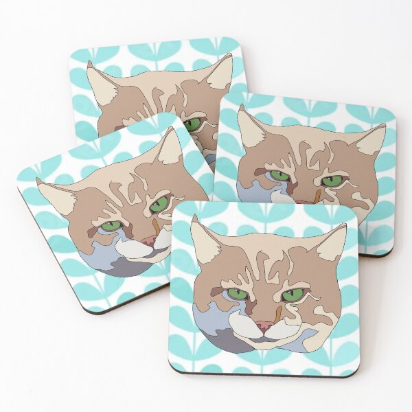 Item preview, Plant pattern beige cat designed and sold by LeahcarsArt.