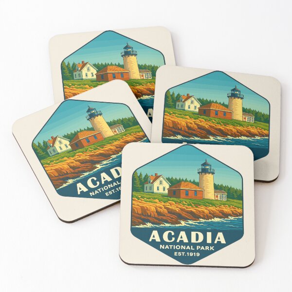 Artikelvorschau, Retro-Abzeichen des Acadia-Nationalparks in Maine, USA entworfen und verkauft von Gideon Emmerich.