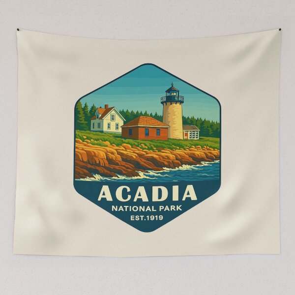 Item preview, Acadia National Park Maine US Retro Badge designed and sold by Gideon Emmerich.