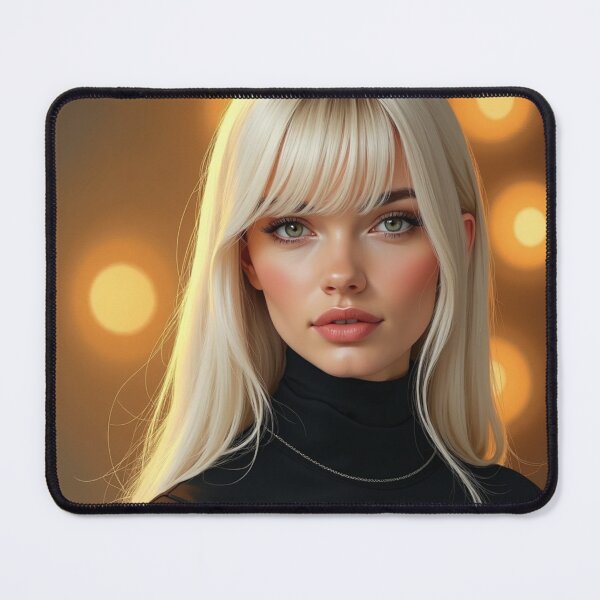 Item preview, Platinum Glow – Elegant Blonde Portrait with Golden Bokeh Lights designed and sold by Dream Bloom Gallery.