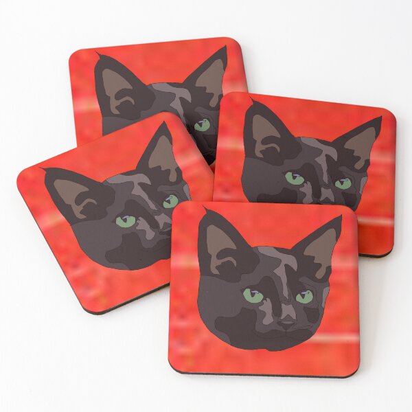 Item preview, Red pattern black  cat designed and sold by LeahcarsArt.
