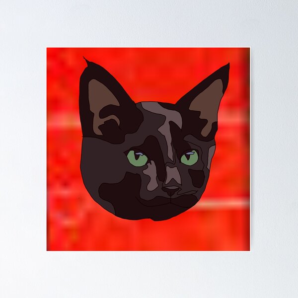 Item preview, Red pattern black  cat designed and sold by LeahcarsArt.