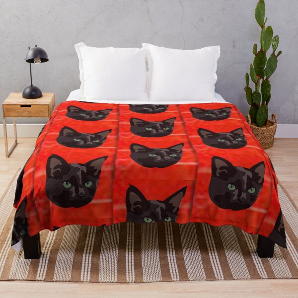 Item preview, Red pattern black cat designed and sold by LeahcarsArt.