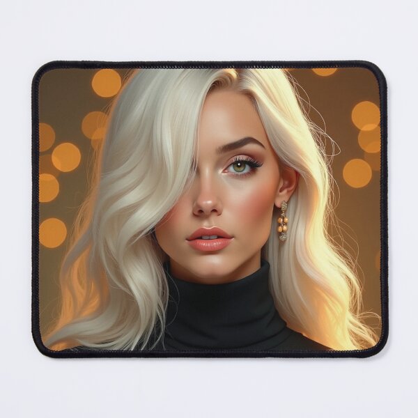 Item preview, Ivory Radiance - Platinum Blonde Portrait with Golden Light Bokeh designed and sold by Dream Bloom Gallery.
