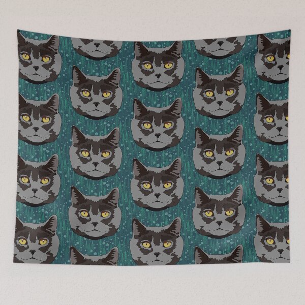 Item preview, Copy of Tree and Snowflake pattern grey cat designed and sold by LeahcarsArt.