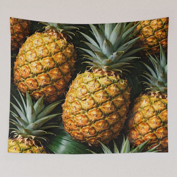 Item preview, Golden Pineapples on Tropical Leaves Pattern designed and sold by Kaleidoscope Print.