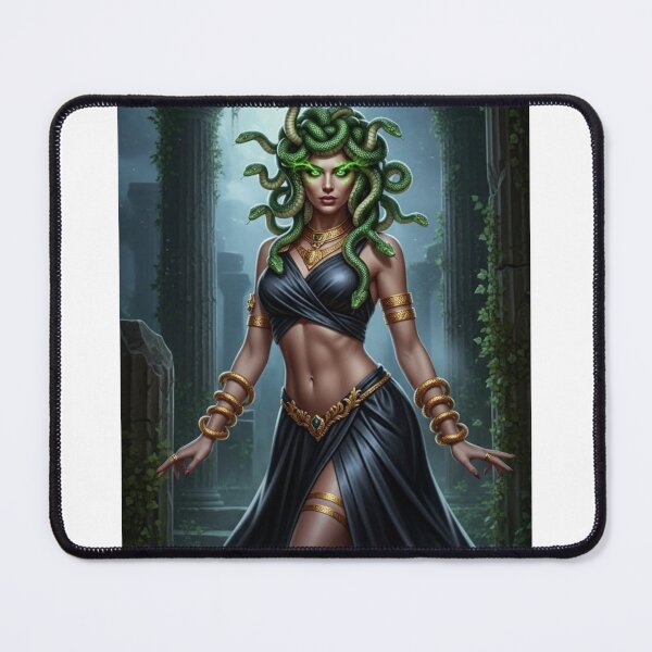 Item preview, Medusa Glowing Eyes Ivy Covered Ruins AI Generated Image designed and sold by Prestons Corner.
