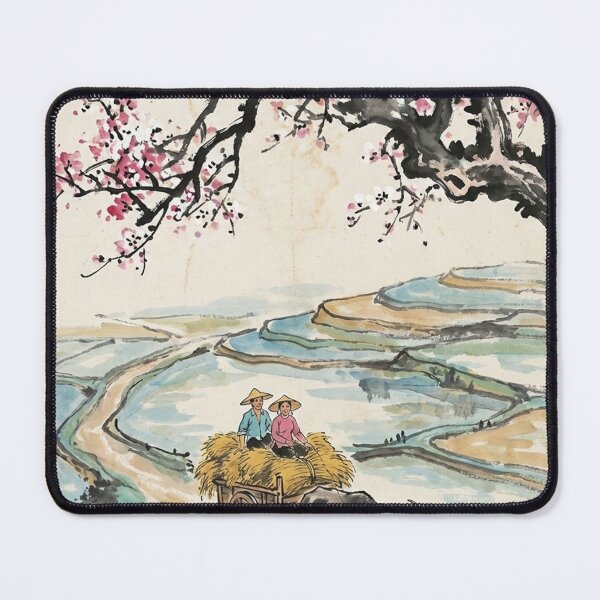 Item preview, Watercolor painting of farmer ride buffallo cart bringing Rice designed and sold by Berlin-D-Prs.