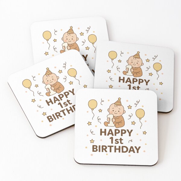 Item preview, Cute Baby First Birthday Card Design | Happy 1st Birthday Illustration designed and sold by JOOKDesign.