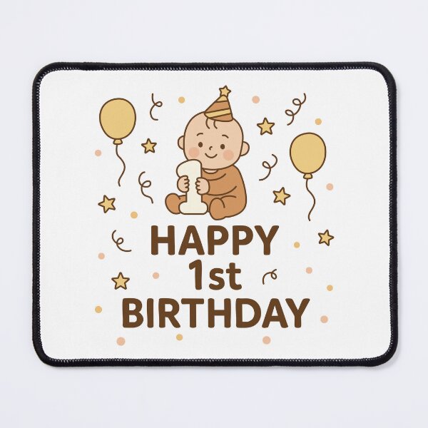 Item preview, Cute Baby First Birthday Card Design | Happy 1st Birthday Illustration designed and sold by JOOKDesign.