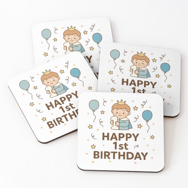 Item preview, Cute Little King 1st Birthday Card | Happy 1st Birthday Baby Boy Illustration designed and sold by JOOKDesign.