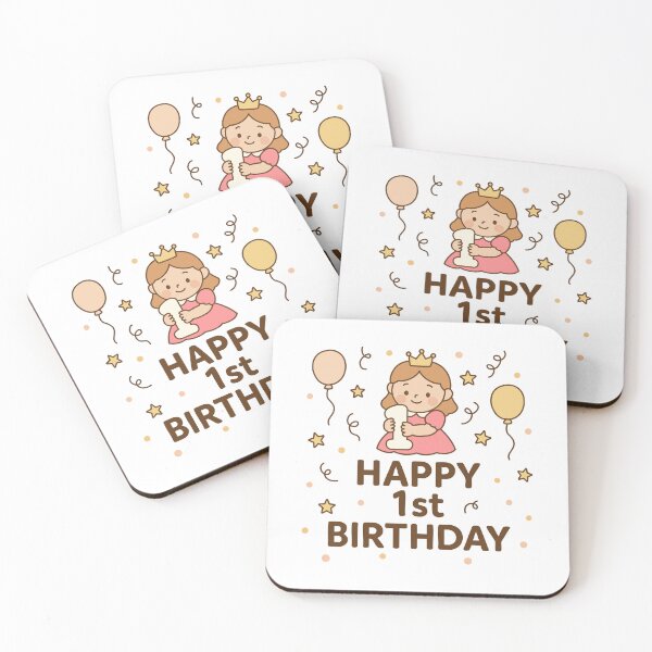 Item preview, Cute Princess 1st Birthday Card Design | Happy 1st Birthday Baby Girl Illustration designed and sold by JOOKDesign.