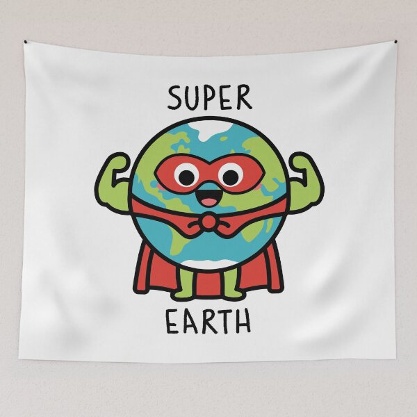 Item preview, Super Earth Cute Superhero Planet | Kawaii Earth Cartoon Illustration designed and sold by JOOKDesign.
