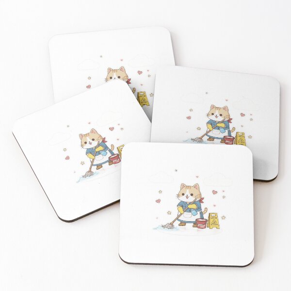 Item preview, Cute Kawaii Cat Cleaning - Happy Housekeeping Kitty - Noopnyang Studio designed and sold by NoopnyangStudio.