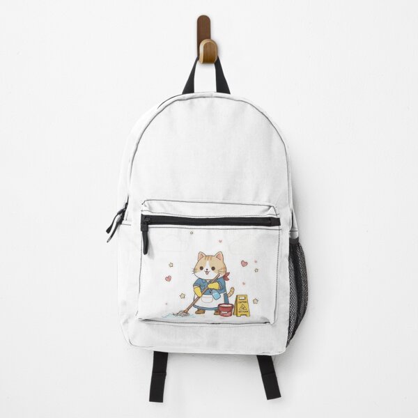Item preview, Cute Kawaii Cat Cleaning - Happy Housekeeping Kitty - Noopnyang Studio designed and sold by NoopnyangStudio.