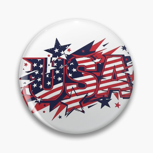 Item preview, Red and blue 'USA' logo on a black background with exploding stars designed and sold by VerizalShop.