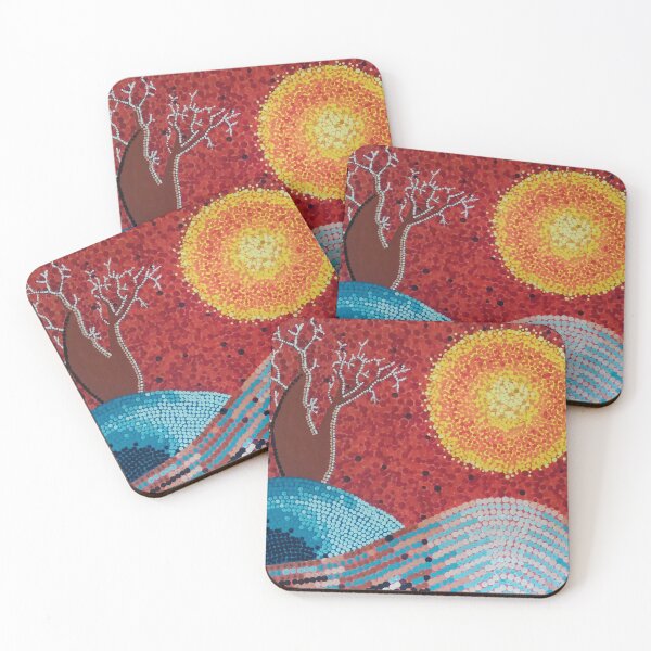 Item preview, abstract painting- outback Australia landscape in pointillism - dot art, painting designed and sold by Garry Greenwood.
