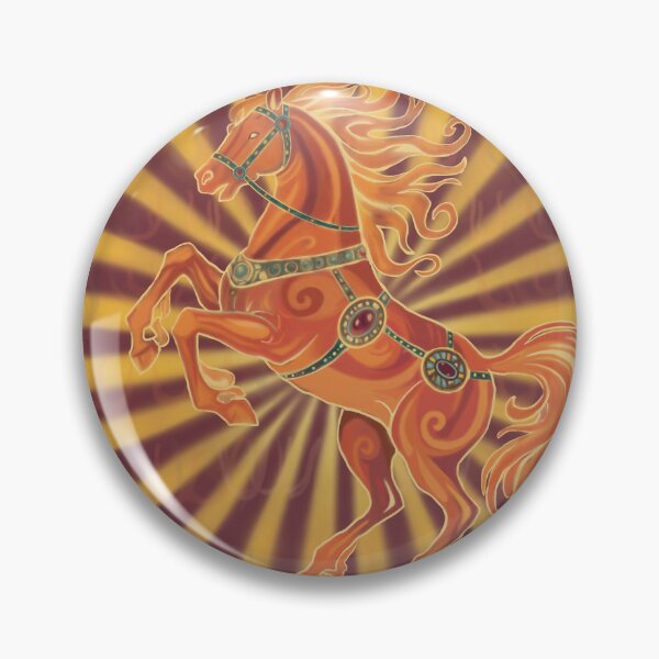 Item preview, Golden Rearing Horse With Retro Sunburst Pattern designed and sold by Senorona.