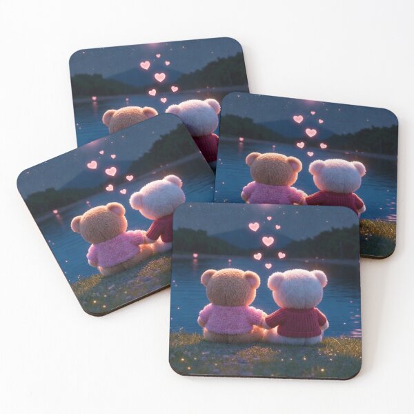 Item preview, Romantic Teddy Bear Couple Under the Starry Night designed and sold by PixelVibe782.