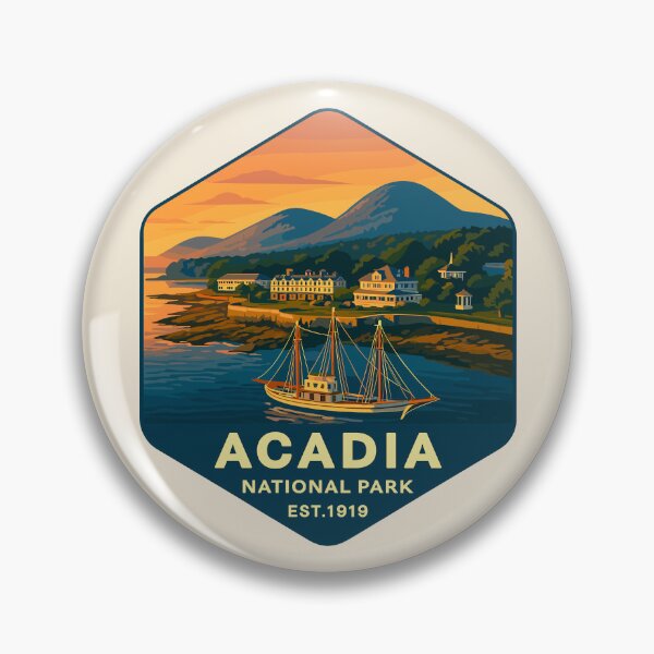 Item preview, Acadia National Park Bar Habor Maine US Retro Badge designed and sold by Gideon Emmerich.