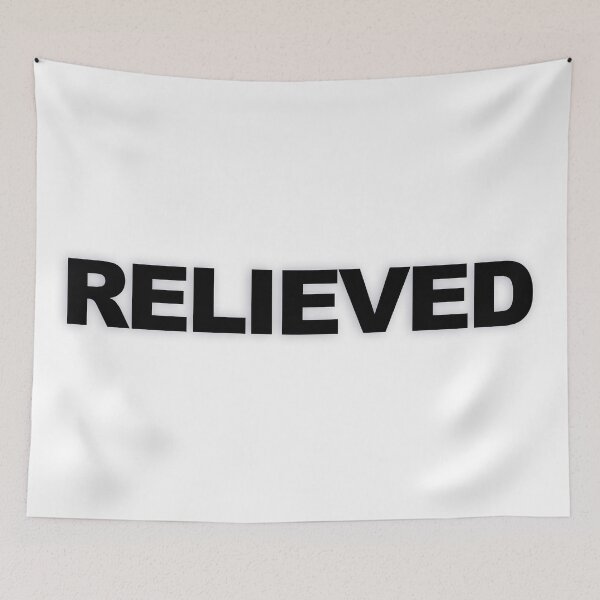 Item preview, RELIEVED — Black Minimal Bold Type Statement designed and sold by WORDPAUSE.