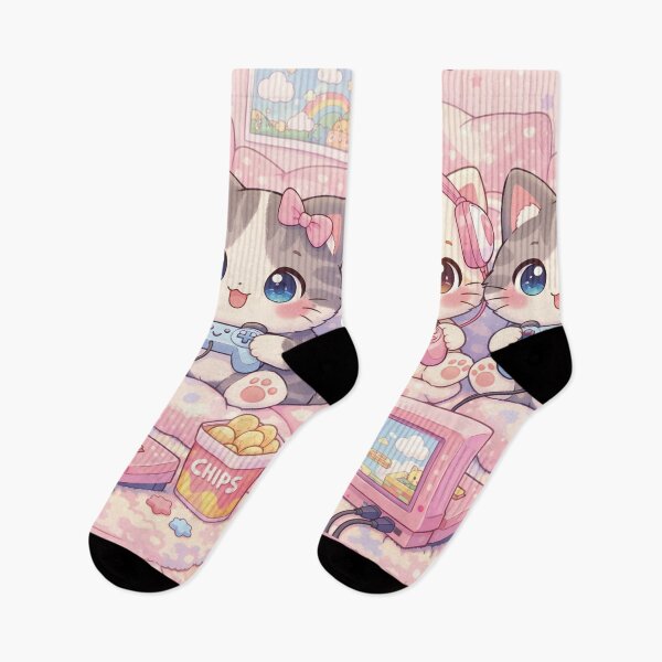 Item preview, Gamer cats, kawaii anime kittens playing video games designed and sold by Mauswohn.