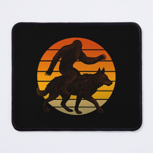 Item preview, Bigfoot Riding a Wolf- Retro Sunset designed and sold by LuveraxArt.