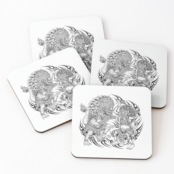 Item preview, Rangda Vs Barong traditional tribal tattoo style designed and sold by Berlin-D-Prs.