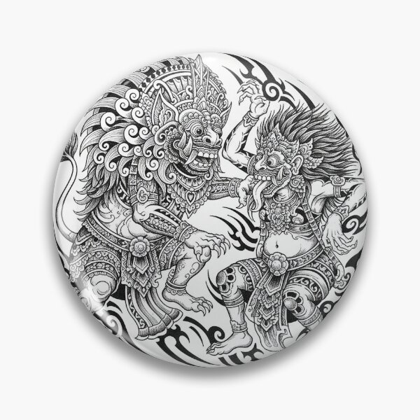 Item preview, Rangda Vs Barong traditional tribal tattoo style designed and sold by Berlin-D-Prs.